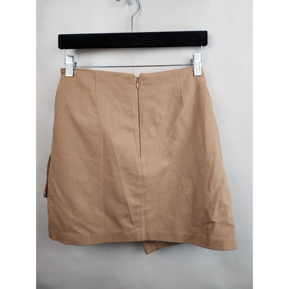 Wilfred Aritizia Camel Wool Blend Side Tie Wrap Mini Skirt Size 10 - Picture 4 of 7